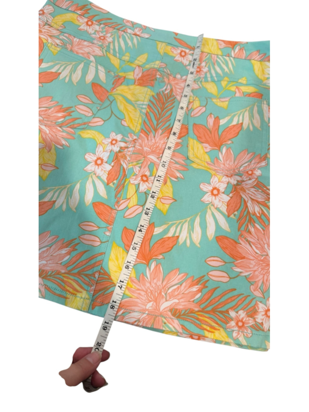 Women's Hearts of Palm Teal Orange Floral Skort Size 10 - Picture 5 of 6